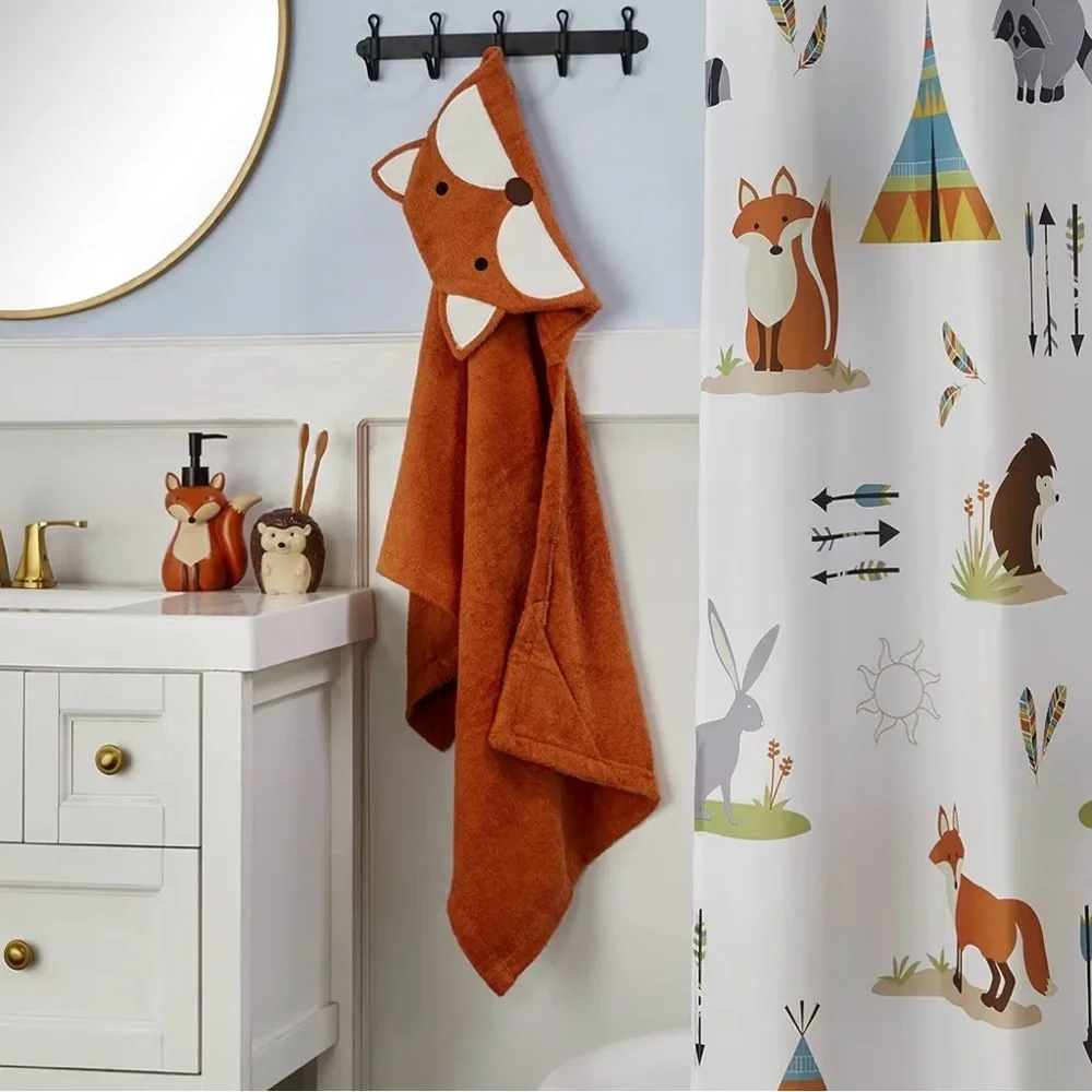 🦊 MAINSTAYS Kids • “Woodland” Fabric Shower Curtain